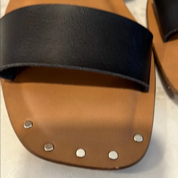 Women’s Black Leather Sandals Adjustable Strap Size 8 1/2 - Picture 5 of 5